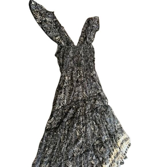 "ANGIE" Maxi Sundress SZ L Babydoll Summer Boho Layered Hippie Criss Cross Rayon - Picture 7 of 9